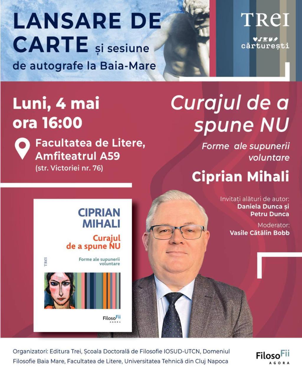 • Lansare de carte la Filosofie UTCN Baia Mare a prof. Ciprian Mihali, luni, 4&nbsp;mai